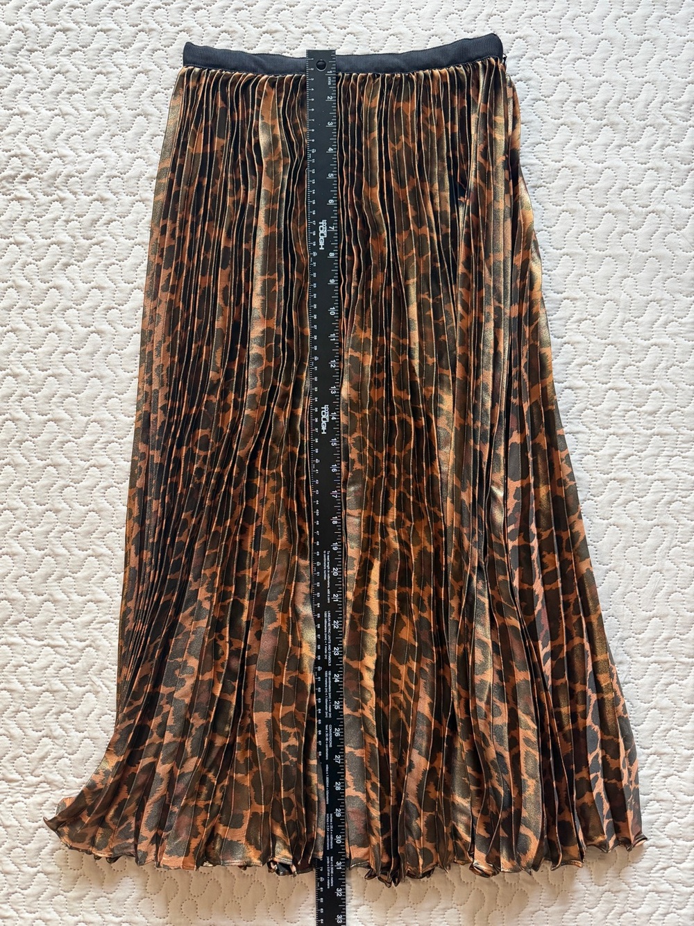 J. Crew NWT Metallic Pleated Leopard Print Midi Skirt - Brown Size 00